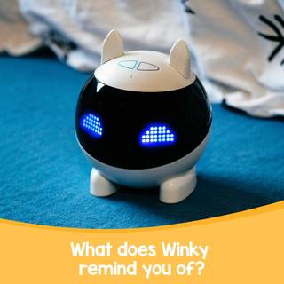 Winky is a child's playmate, he evolves and grows with them! With his big eyes and his cute ears, he combines technology and design adapted to children's tastes. Moreover, you often compare him to an animal. But which one? 🧐Tell us in the comments what Winky reminds you of? 🤖#survey #child #games #help #team #robot #experience #project #innovation #speech
